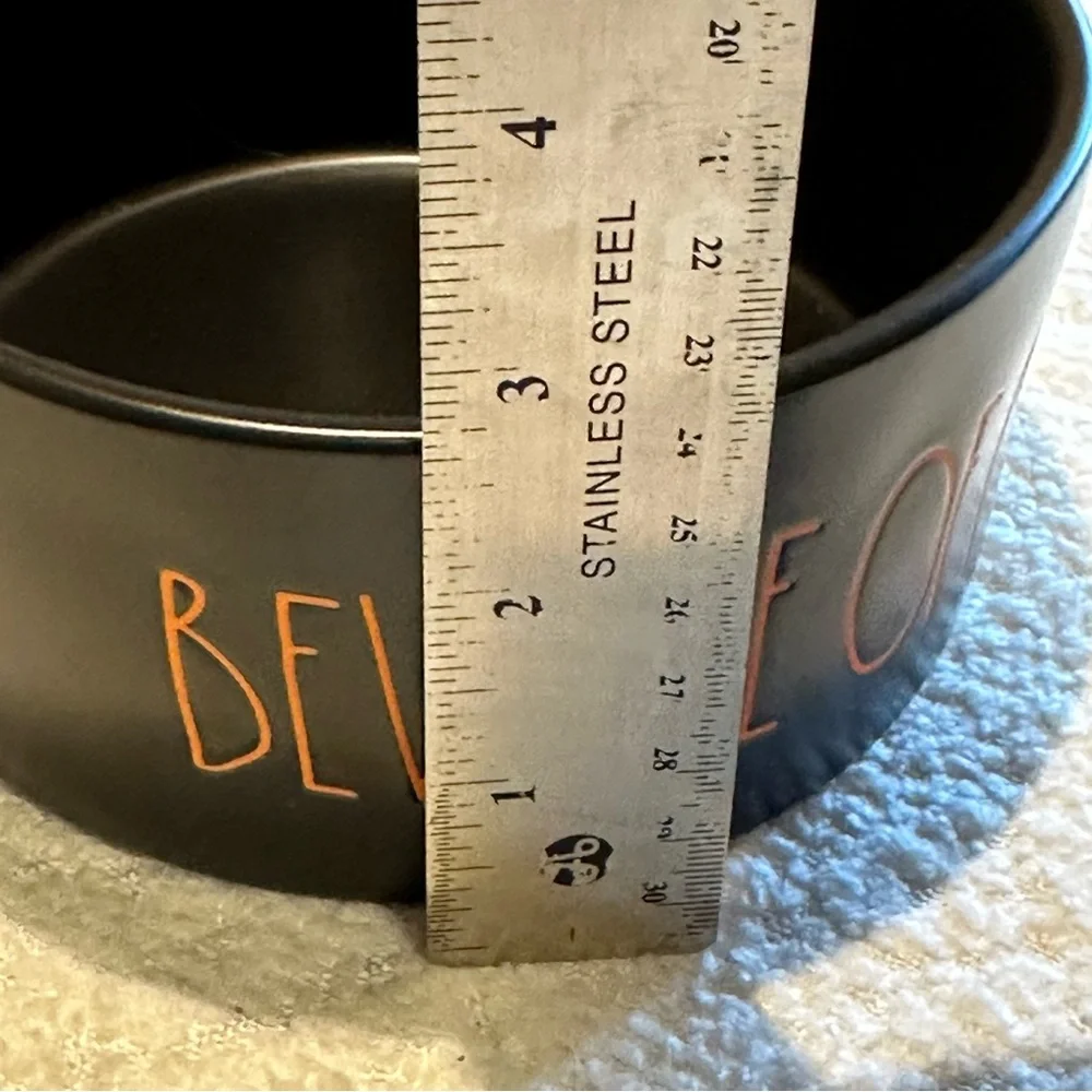 Rae Dunn BEWARE OF ME! 6” Dog Bowl Black Orange Halloween